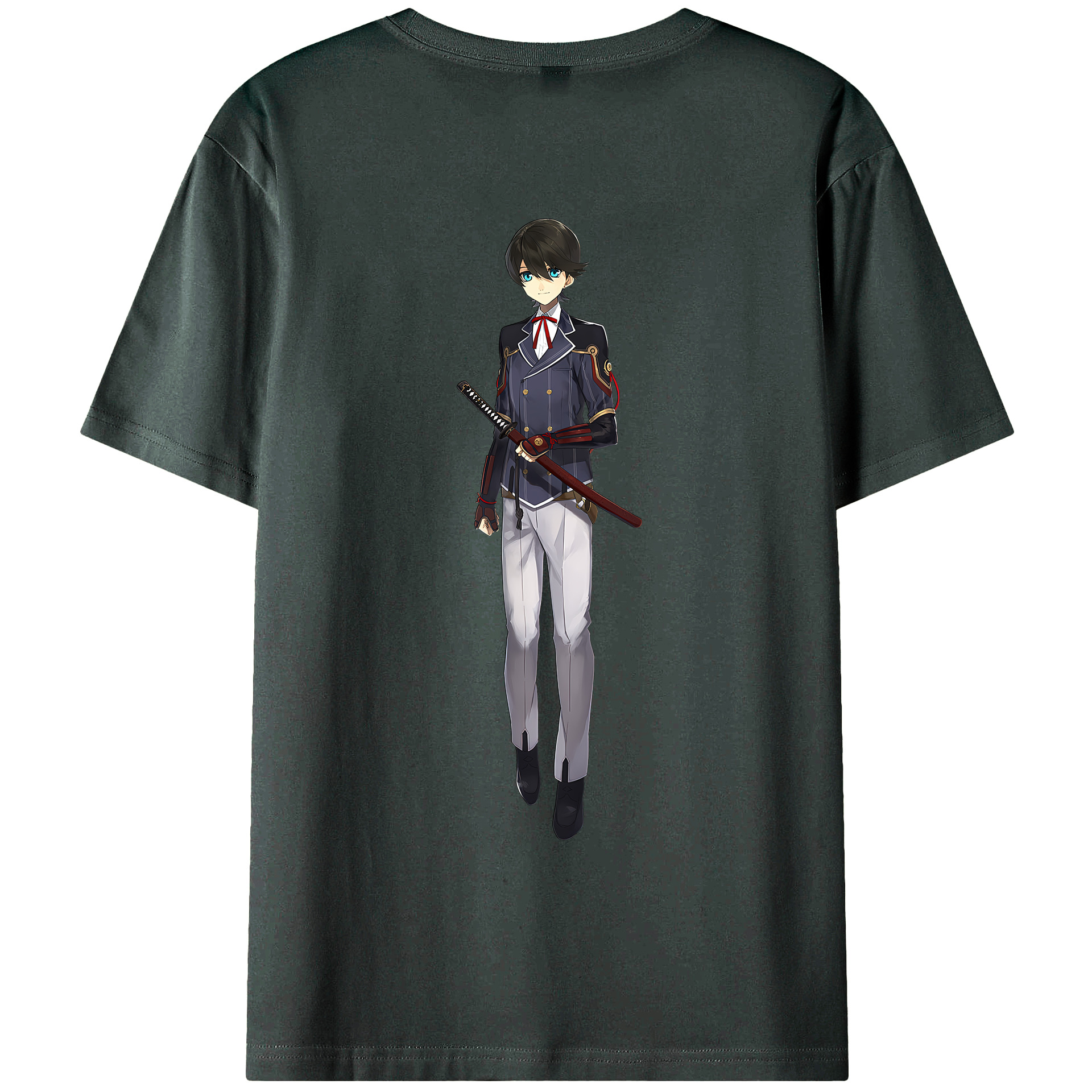 （画像用） 刀剣乱舞 Touken Ranbu 綿100％ メンズ半袖Tシャツ（バックプリント） 通気性